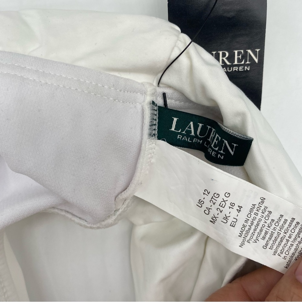 LAUREN Ralph Lauren Beach Club Solids Wider Shirred Banded swim Hipster White 12 - Picture 5 of 7